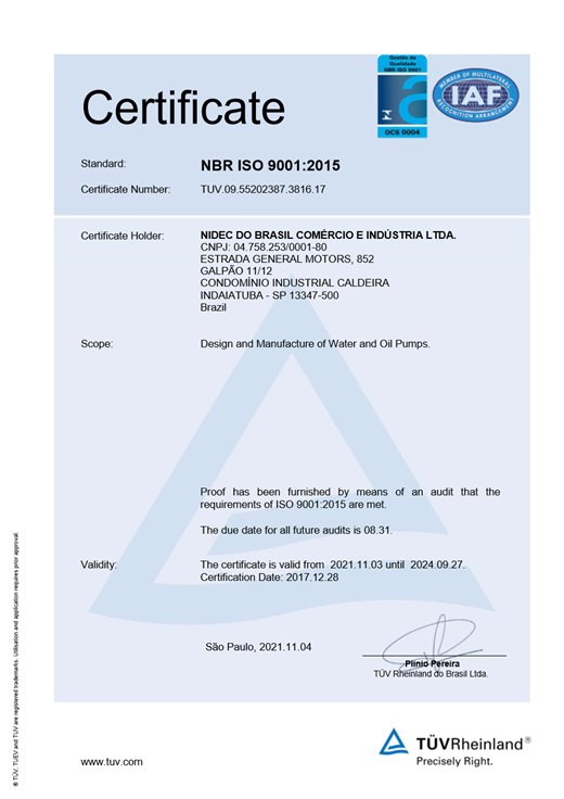 Certificado ISO 9001:2015